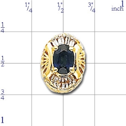 B1301 14K SLIDE WITH SAPPHIRE & 8 DIAMOND BAGUETTES 